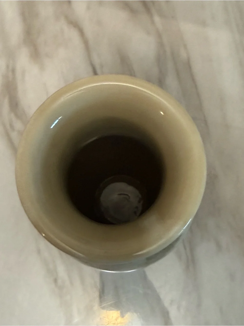 Hand painted glazed Travertine ceramic Vase 4.25” Wide x 10.5” Tall